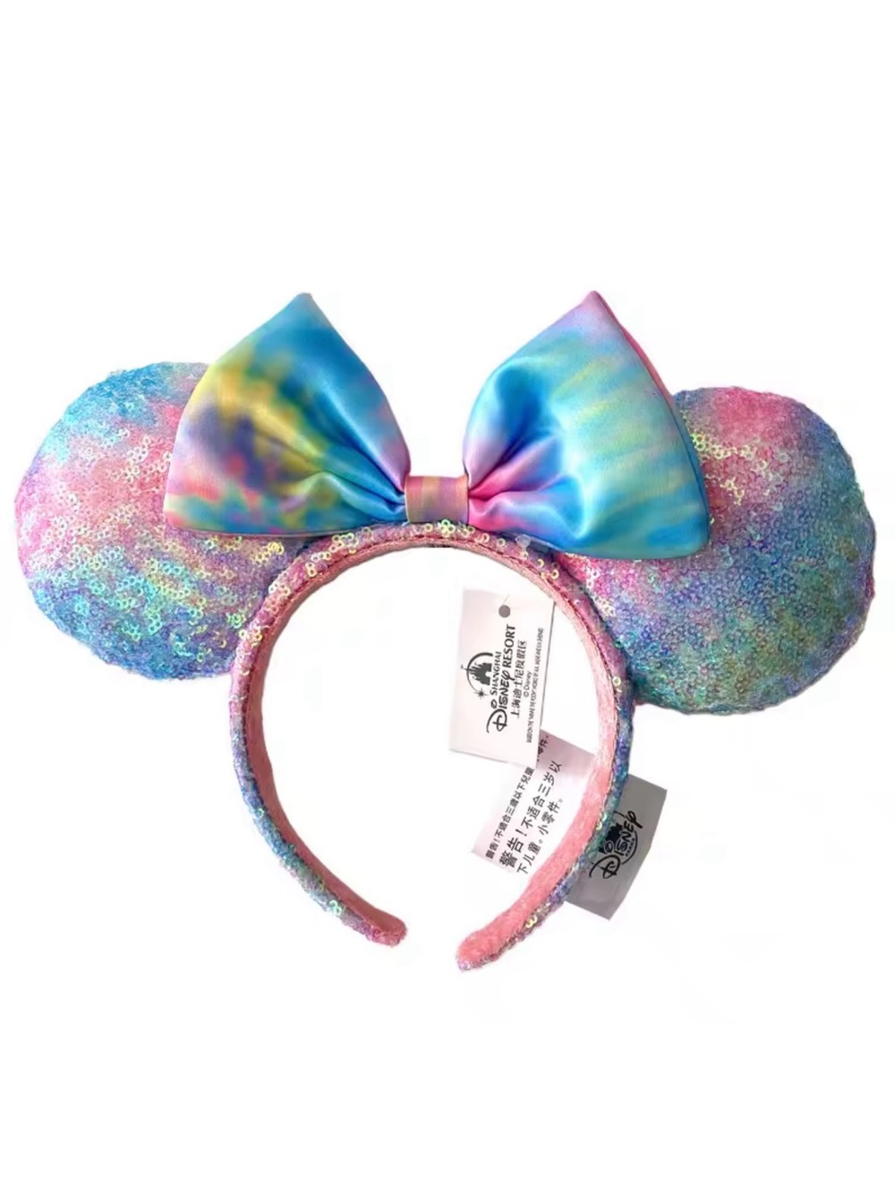 Shanghai Disneyland Pastel Tie-Dye Sequin Minnie Mouse Ears